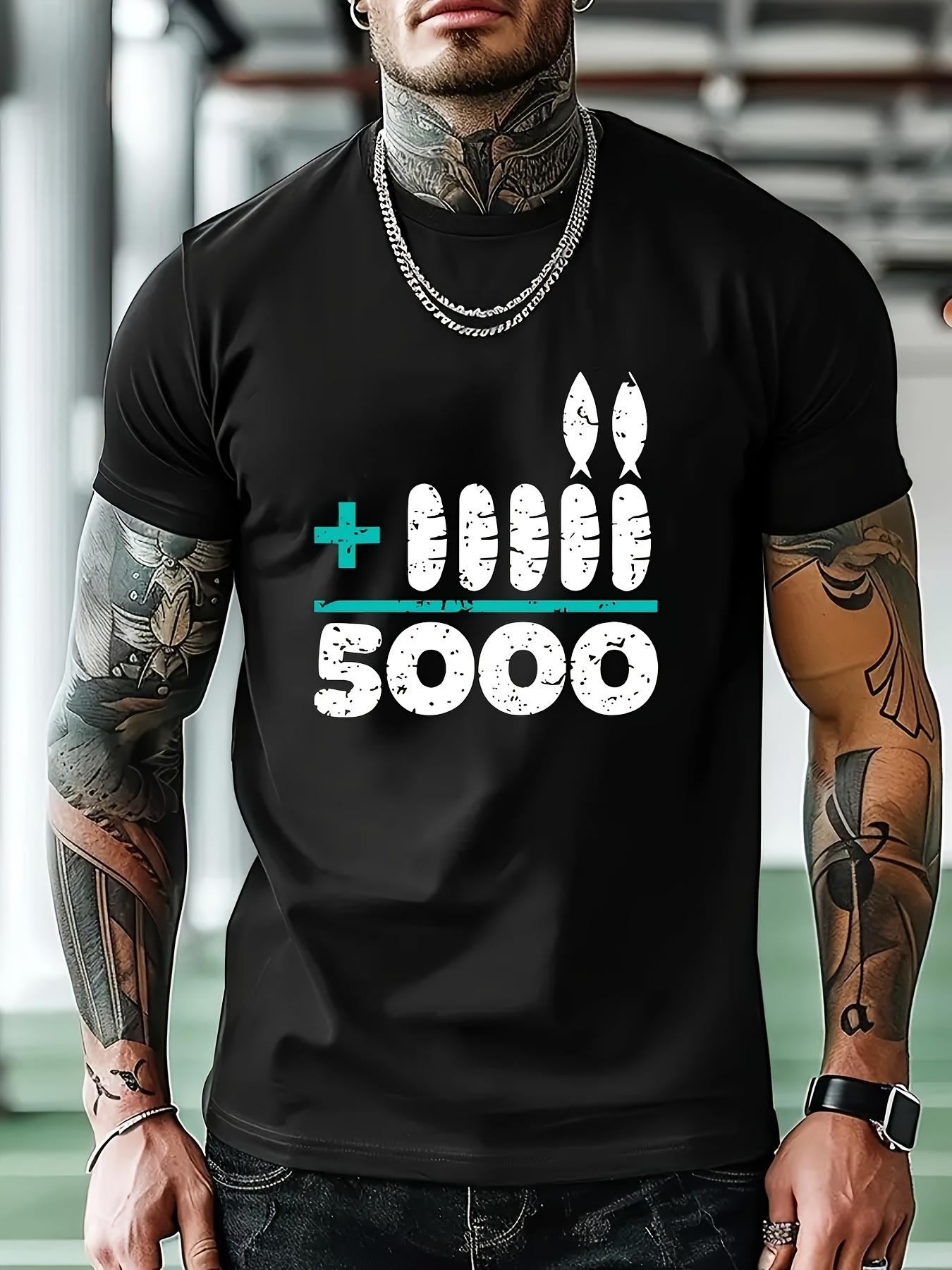 Casual Athletic T-shirt with Geometric Cross and Cane Print M