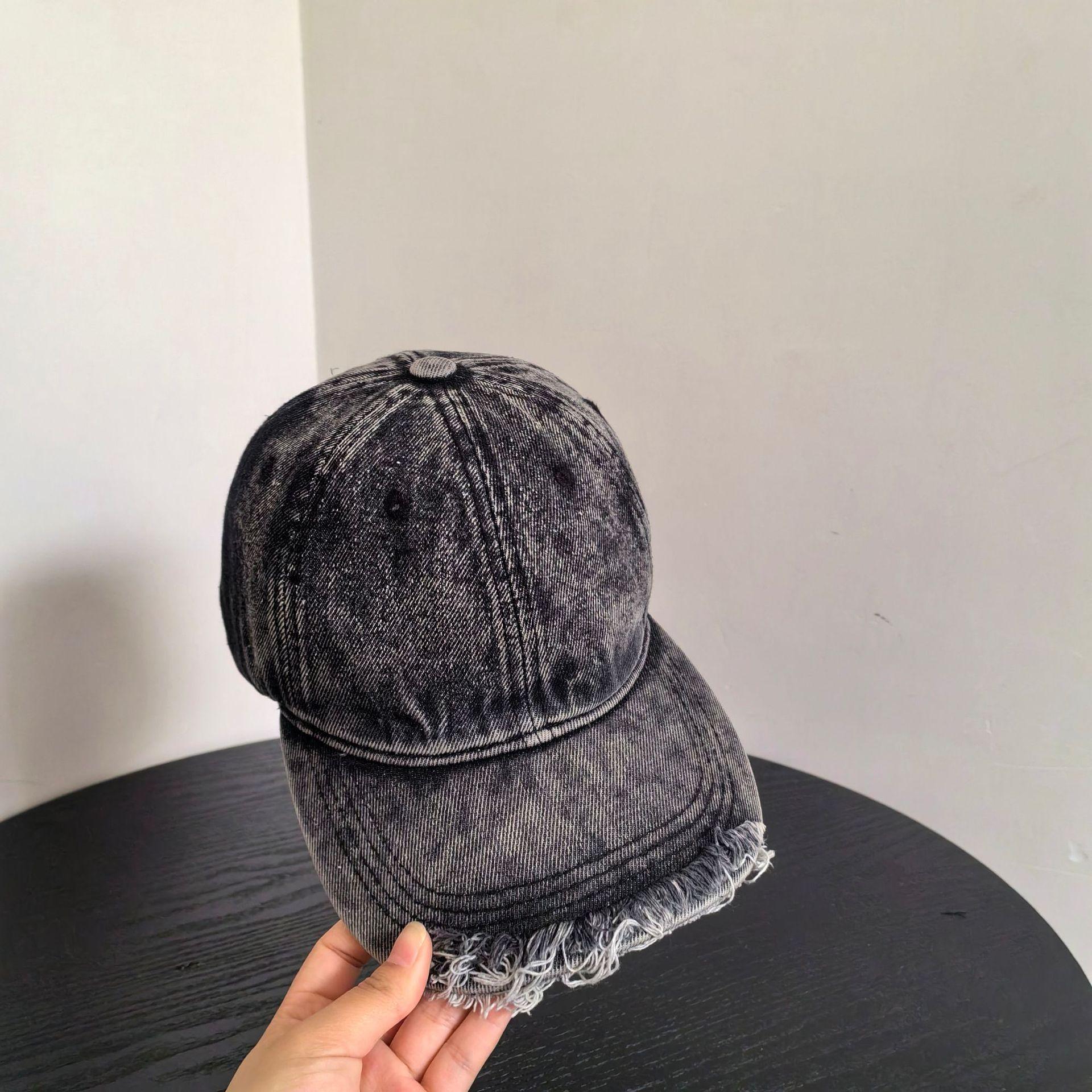 

Ретро новая весенне-летняя уличная бейсболка с козырьком из потертого цветного денима в стиле ретро M（56-58cm） темно-серого