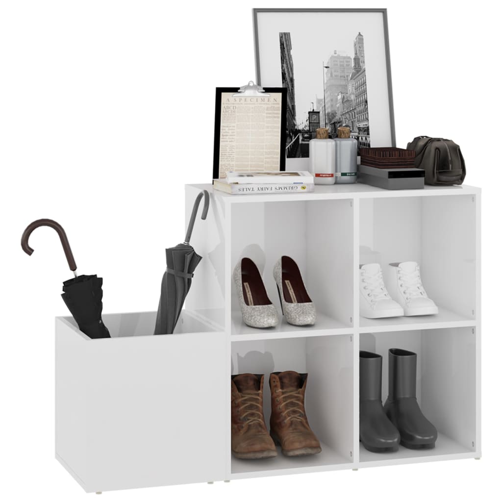 Flur-Schuhschrank, quadratischer Schuhschrank mit Regenschirmständer, 105x35,5x70 cm