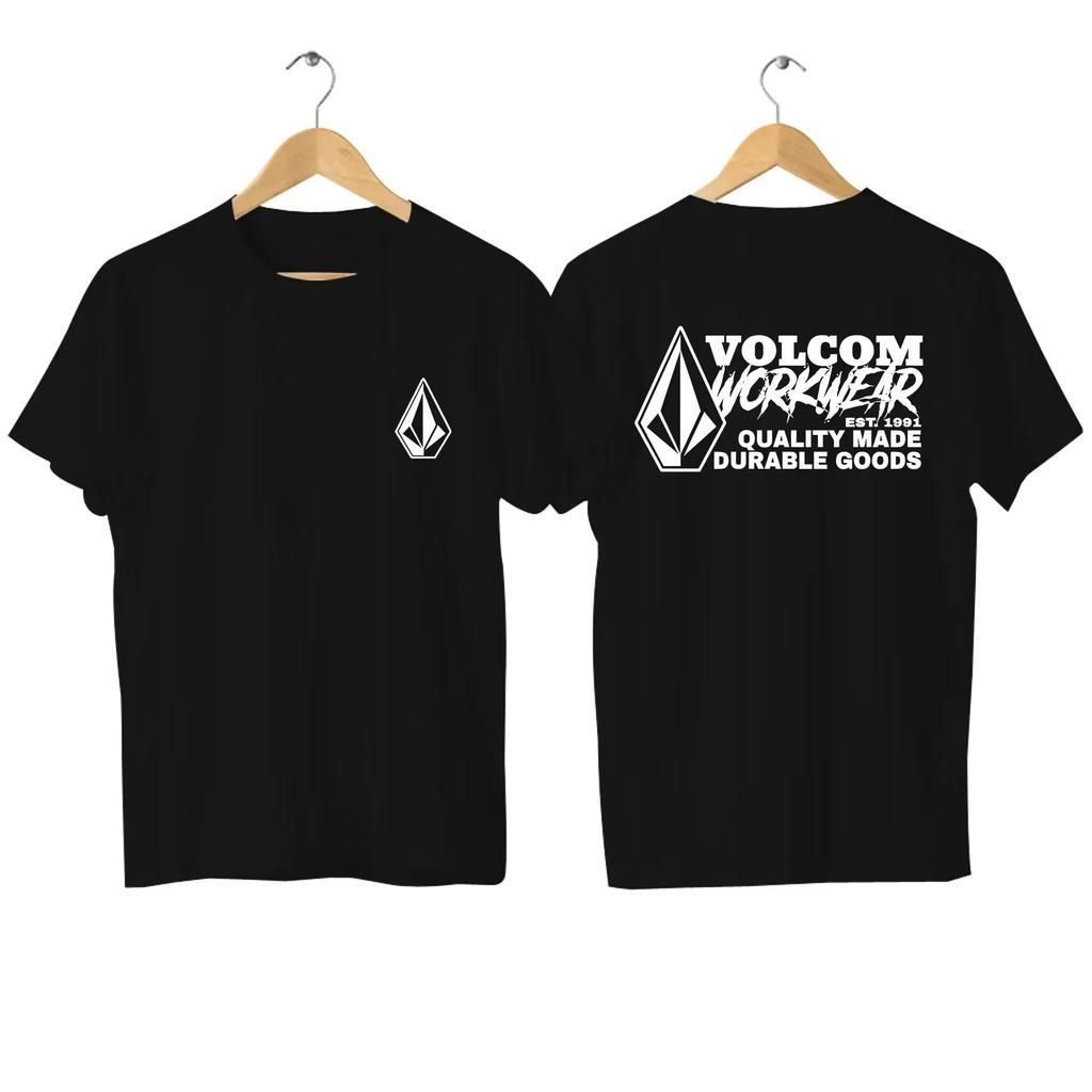 T-shirt Unisex Doppia Faccia Casual Sportiva Pullover Magliette Volcom Stampa Stone 100% Cotone T-shirt Viaggio all'Aperto Top Neri Manica Corta
