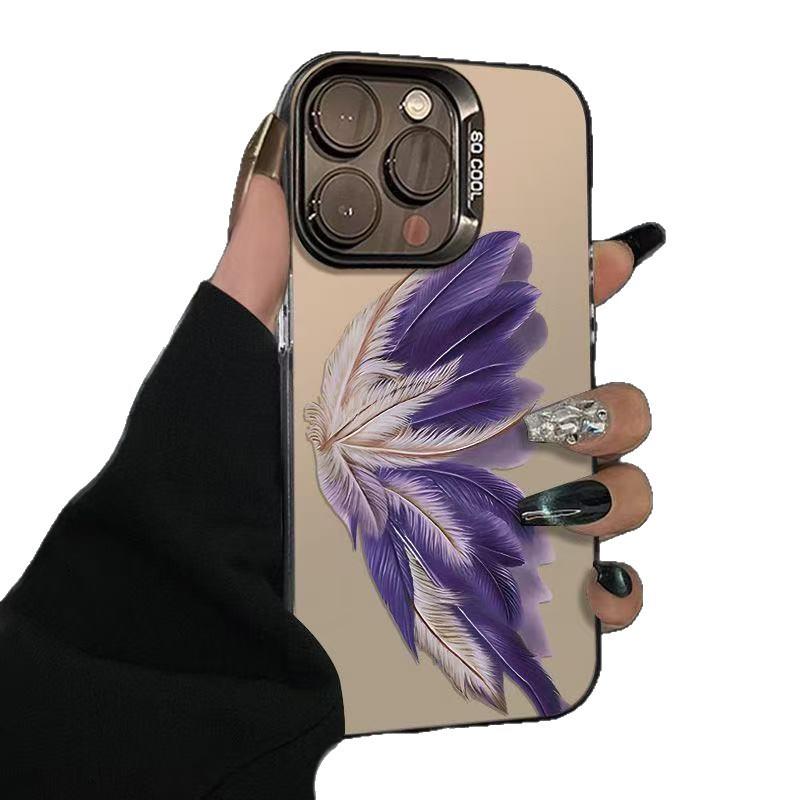 The new feather is suitable for iphone17 mobile phone case Apple 16promax/15 anti-drop 14pro13/12.
