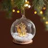 Lighted Christmas Tabletop Decor Glass Ball Ornament, LED Winter Snow Scene Wonderland Props Hanging Bauble with Reindeer Cabin for Tree Decorations