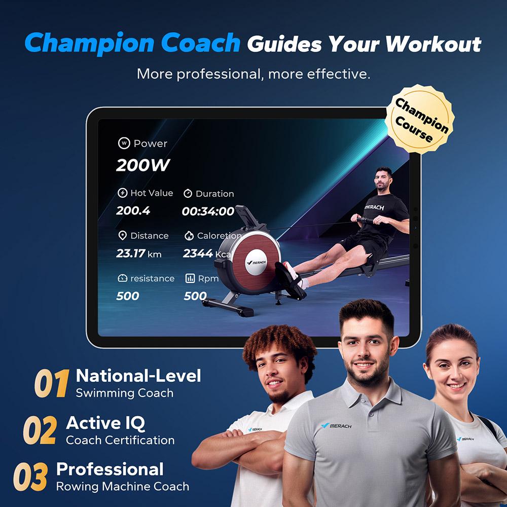 MERACH Q1S Magnetický veslovací trenažér, 16 úrovní odporu, nosnost 350 liber, dvojitá lišta, LCD monitor, kompatibilní s aplikací, elektrické nastavení, černý