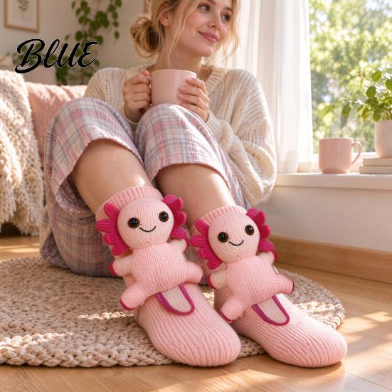 Comfy Indoor Slipper Socks 1 Pair 3D Knit Animal Socks Fuzzy Cute Novelty Knitted Hand Crocheted Floor Sock Stuffed Christmas Gift for Kids