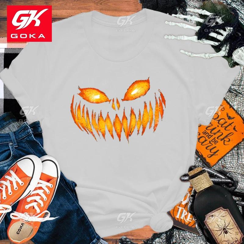 

Women Fashion Short Sleeve Tee Shirt Halloween Pumpkin Print Cotton T Shirt Casual Clothing Cool Hip HopTops Unisex T Shirts S
