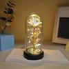 1 Set Light Up Wedding Galaxy Rose Decor Artificial Flowers Led Red Rose Valentine'S Day Gift Rose In Acrylic Cover Stand