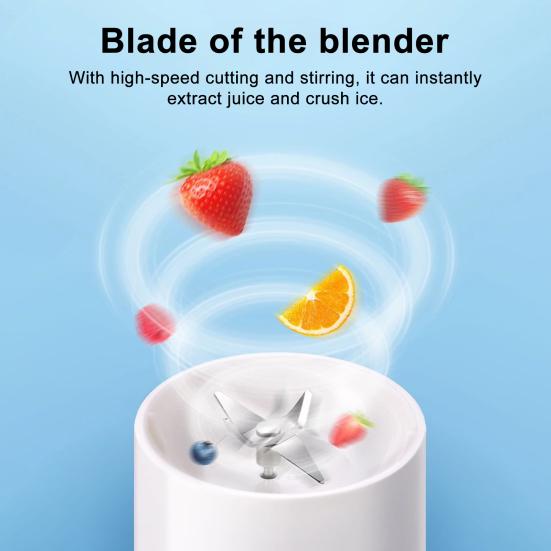 Portable Electric Juicer Cup Large Capacity Household Juice Cup with Removable Cutter Head Leak-Proof Lid Powerful Mini Blender for Home
