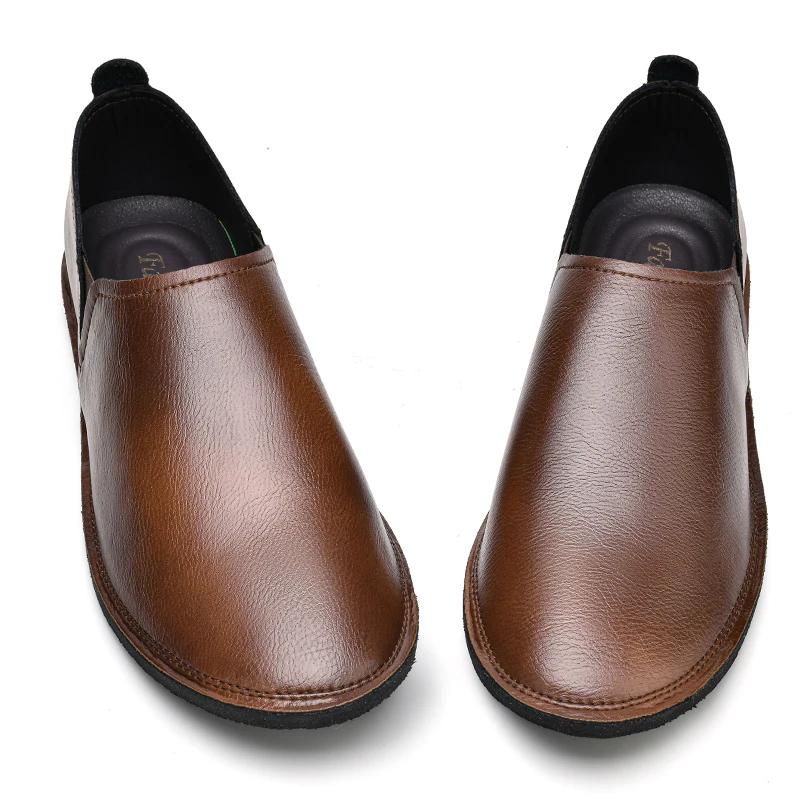 Genuine Leather Mens Loafers Fashion Mens Slip-on Footwear Hand-stitching Outdoor Flats Soft Moccasins Comfy Men's Casual Shoes