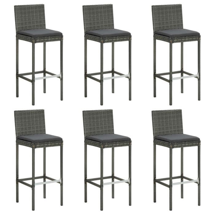 VidaXL Lot de 6 Tabourets de Bar avec Coussins, Repose-pieds de Pub, Chaises de Bistrot, Meubles de Salon Salle de Séjour, 362579