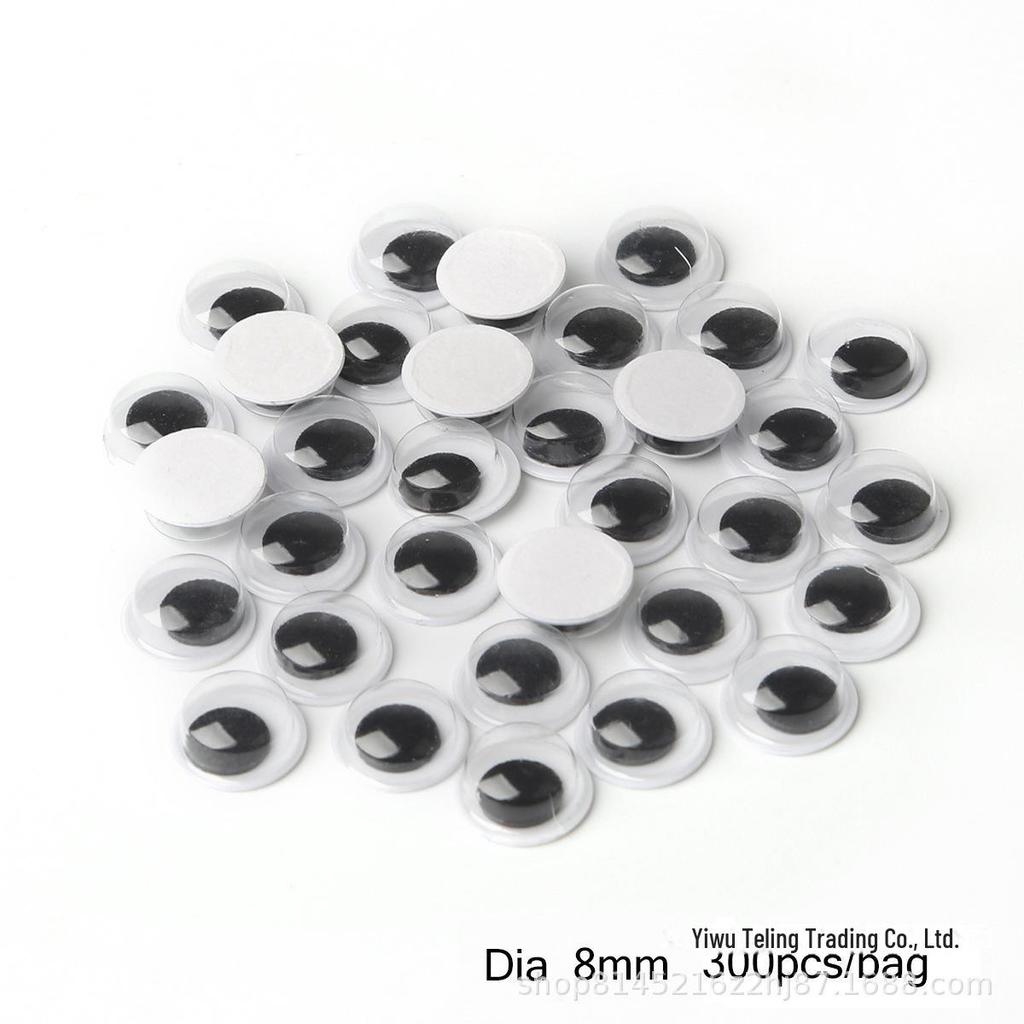 Pre-made DIY Toy Animal Accessories: Adhesive Black and White Moving Eyes for Kids