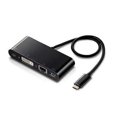 ELECOM Docking Station C Hub PD Compatible 1 1 30cm Cable Black Type-C [Charging Type-C1 Port/USB (3.0) Port/DVI Port/LAN Port] DST-C11BK