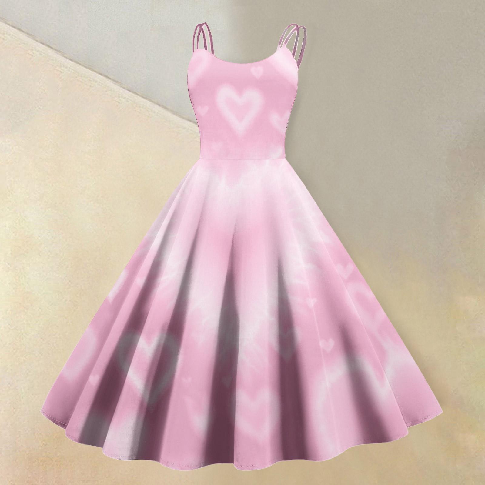 

Women s Valentine s Day Love Heart Print Sexy Off Shoulder Vintage Dress L