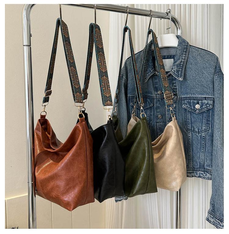 Yogodlns bolsa de ombro vintage para mulheres bolsa balde de couro pu estilo luxuoso bolsa crossbody bolsa carteiro feminina bolsa tote de compras