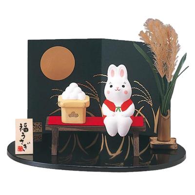 Japanese Ceramic Art, Waraku-zukushi, Nishiki Nishiki-sai, Full Moon Rabbit (Moon Viewing)