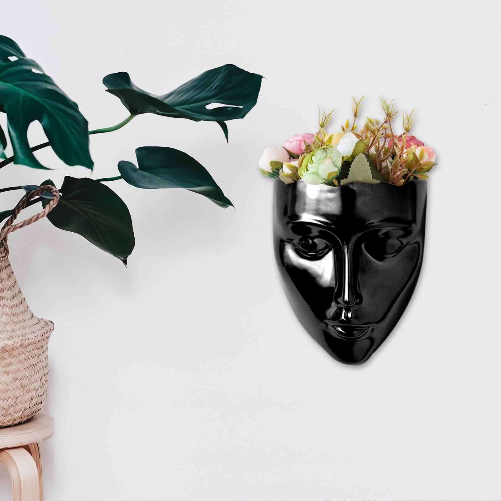 Креативный цветочный горшок в виде лица Цветочный горшок Подвесная корзина Крепление Голова Горшок чёрный