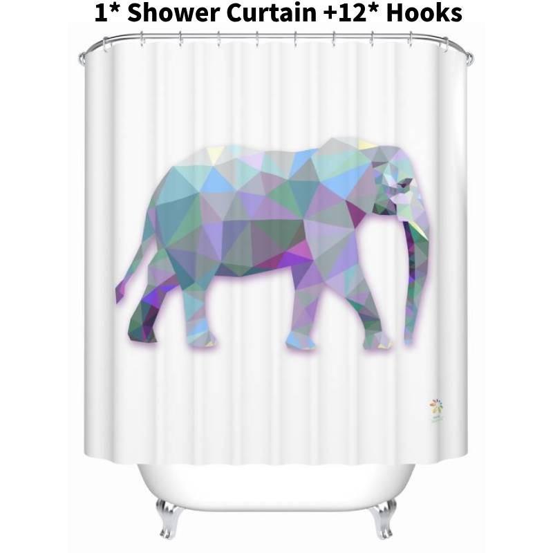 

Bath Polyester Thickened Curtain Animal Digital Print Bathroom Door Easy Clean Elephant