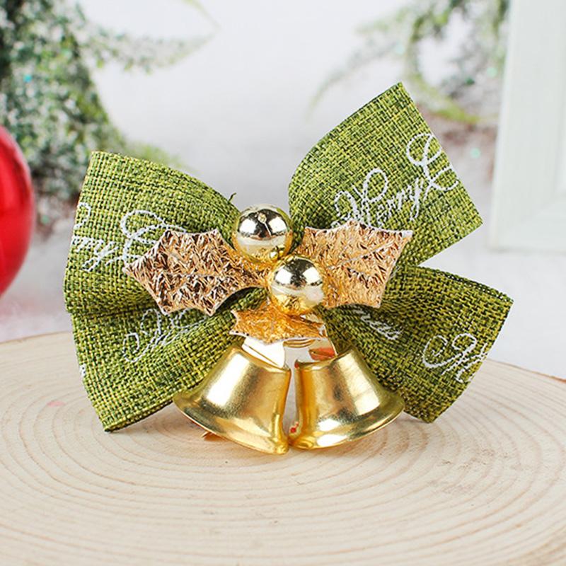 2Pcs Mini Christmas Bow With Bell Hanging Ornament for Xmas Tree Wreath Accessories Home Party New Year Gift 2025 Navidad