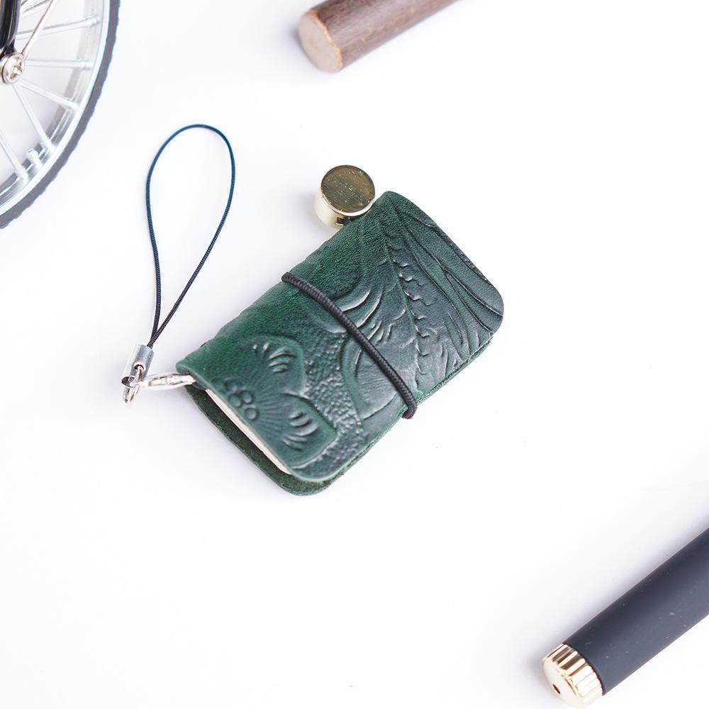 Urok ze skóry bydlęcej Japoński i Koreański Mini Kieszonkowy Dziennik - Uroczy Notatnik ze Skóry Crazy Horse