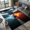 Trendy Colorful Graffiti Soccer Pattern Area Rug Street Art Style Non-Slip Floor Carpet for Living Rooms Teen Rooms