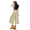Fashion Summer Vintage Hong Kong Style Wide Leg Draped Straight Denim Cropped Capri Pants For Petite Girls Trendy Slimming FigureFlattering Design