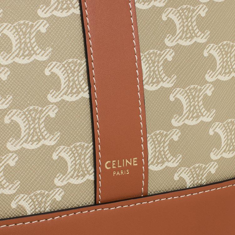 Celine Triomphe Monogram Canvas And Leather Bucket Bag Women Bags Beige Brown 191442FLC-02GR