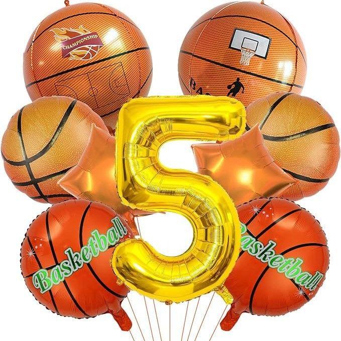 18-inch aluminum foil basketball-shaped balloons for boys' parties, ideal for decorating children's birthday parties