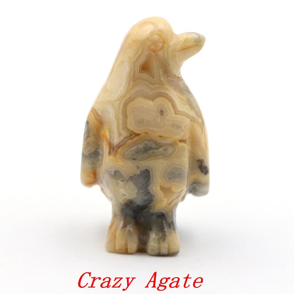 Cute Penguin Statue Natural Amethyst Rose Quartz Healing Crystals Stones Carving Reiki Animal Figurines Crafts Room Decoration