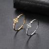 Hollow Star Of David Open Ring With Star Shaped Diamond Accents Fashion Versatile Elegant Jewelry Accessory