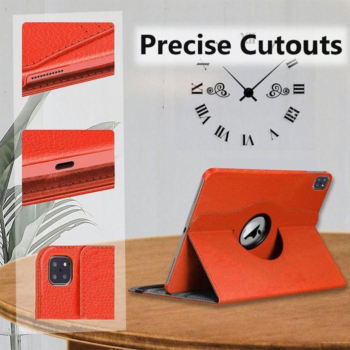 Coque de Protection - BOOLING - pour iPad Pro 11" - Rotatif Multi-Angle - Similicuir Orange - Compatible 2018-2022