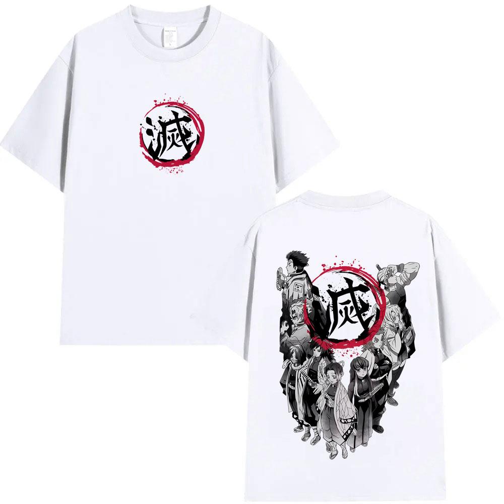 Anime Demon Slayer Hashira Members Logo Graphic T Shirt Men Women Clothing Fashion Oversized Tshirt Male Casual Cotton Tshirts
