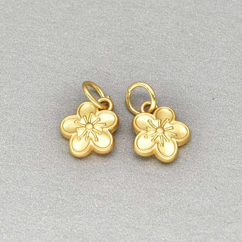 Collana con Ciondolo Fiore di Pesco Placcato Oro a Goccia d'Olio - Accessorio Gioiello DIY da Donna