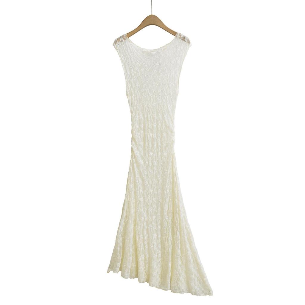 2025 Spring Women's Sweet Lace Waist-Cinching Asymmetrical Long Dress