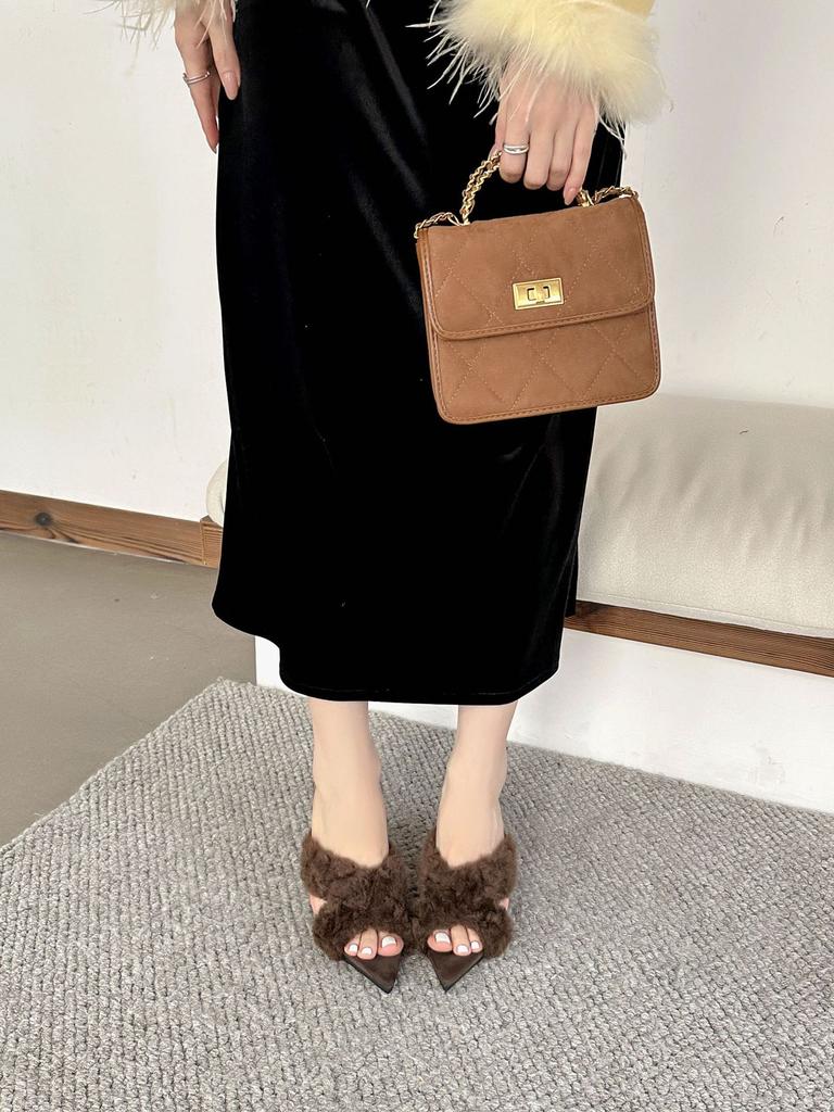 2025 autumn European and American style pointed temperament fashionable versatile anti-hair pointed wedge slippers