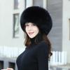 New winter fox fur hat Women genuine fur bomber hat Luxury fashion warm hat thickened outdoor genuine fox fur caps