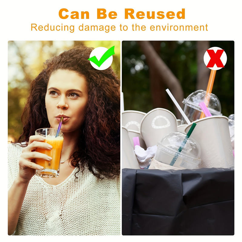 Reusable Telescopic Straw 304 Stainless Steel Metal Straw With Cleaning Brush Portable Drinking Straw Set For Travel With Case