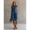 Summer New Style Fashionable Casual Two-piece Women's Single-button Sleeveless Shirt Set