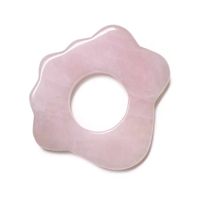 Set Gua Sha din Cuarț Roz în Formă de Inimă și Roller Facial din Cristal de Jad