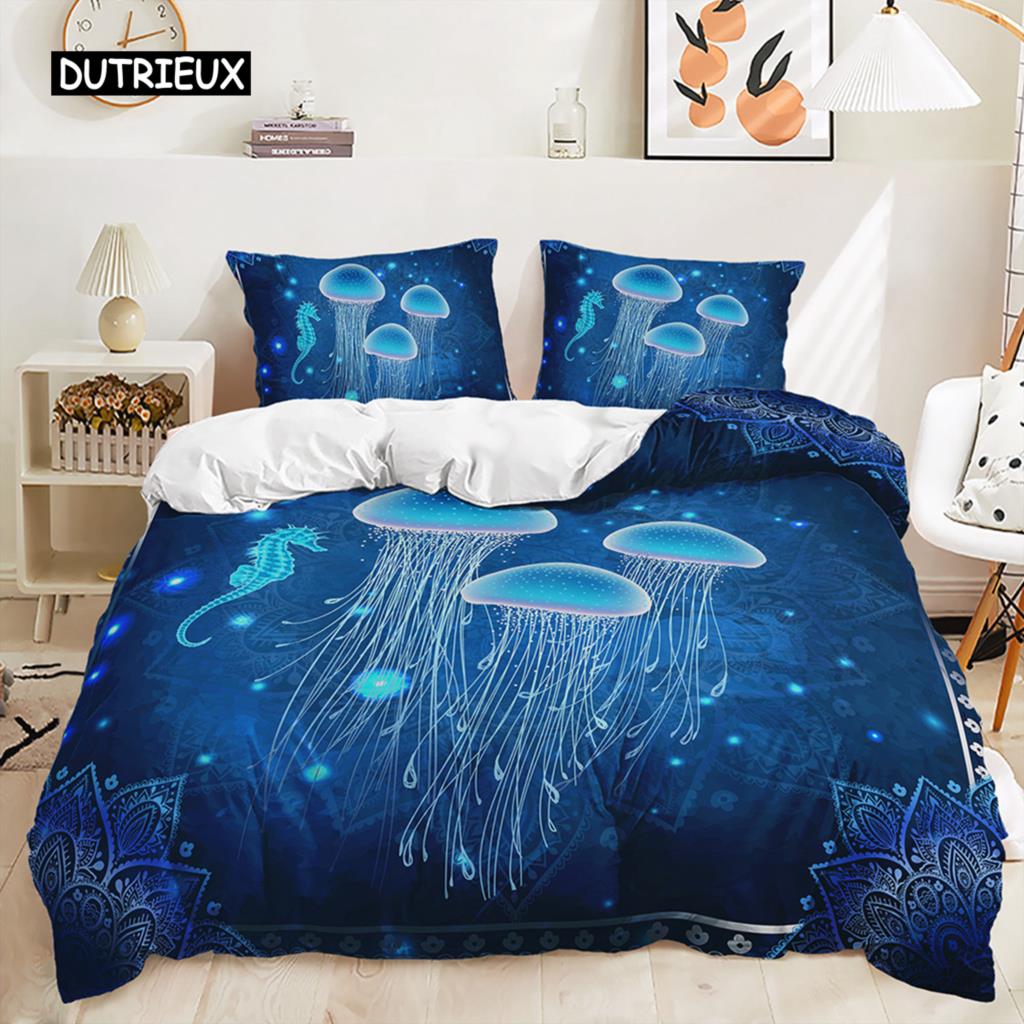 Duvet Cover Texture Sea Turtle Set Bohemian Style Ocean Animal Bedding Set Microfiber Comforter Cover Premium Bedroom Decor