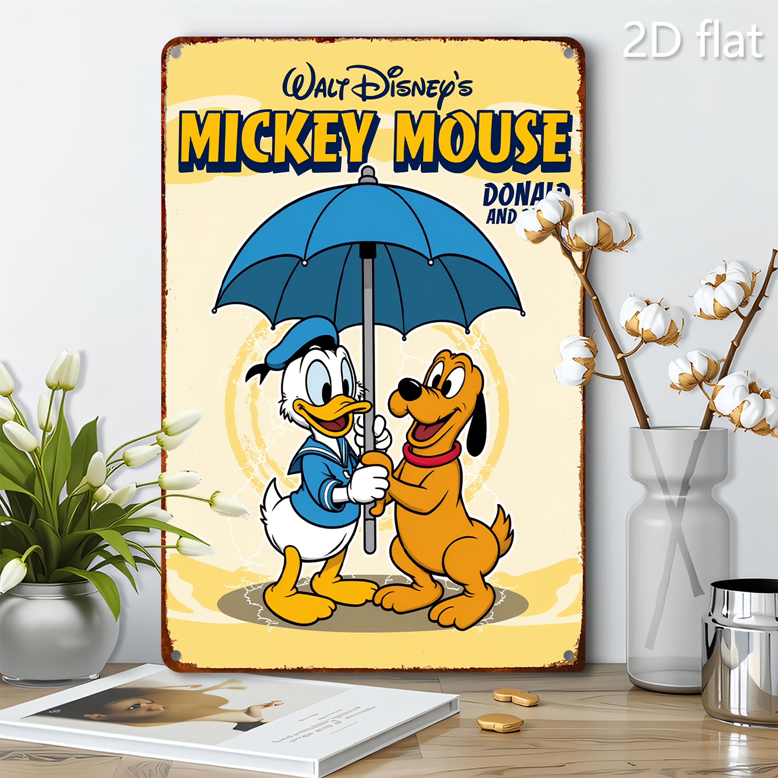 

2D Flat, 2D Flat Disney Donald Duck and Pluto Iron Wall Art - 20.32x30.48 cm Vintage Tin Sign Style, Weather-Resistant Indoor/Ou 20x30cm（7.8x11.8inch）