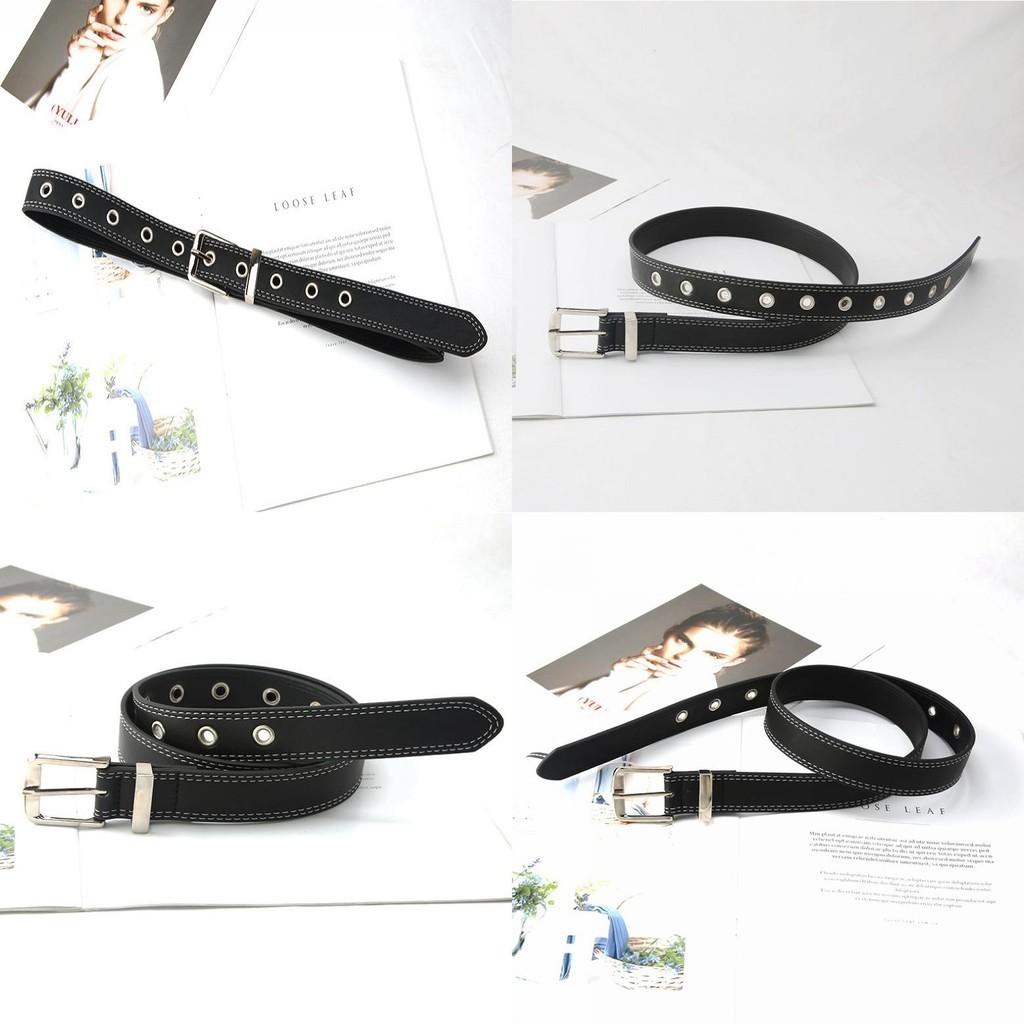 Retro Black Faux Leather Belt Women's Korean Version Minimalist Versatile Student Belt Metal Belt Women's Stock