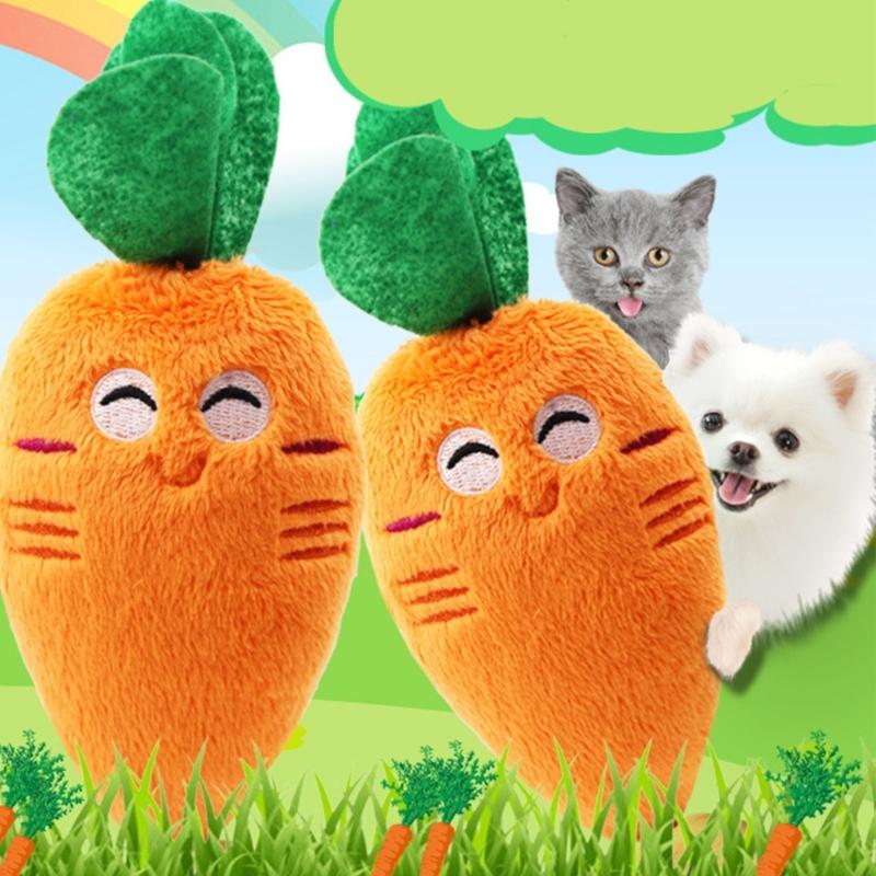 Squeaky Chicken Leg/ Carrot Shape Dog Chew Toy Soft Cleaning Massage Supplies Pet Cloth Stuffed Shape Molar Pet Toy