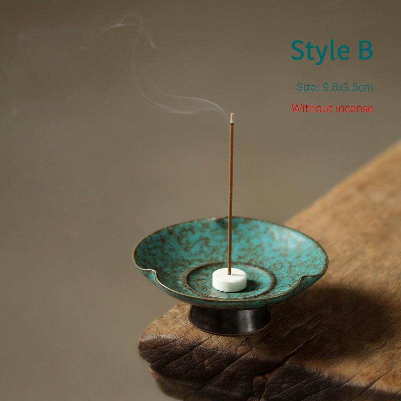 

Creative Begonia Incense Holder Japanese Style Incense Burner Indoor Ceramic Incense Burner Ornament B