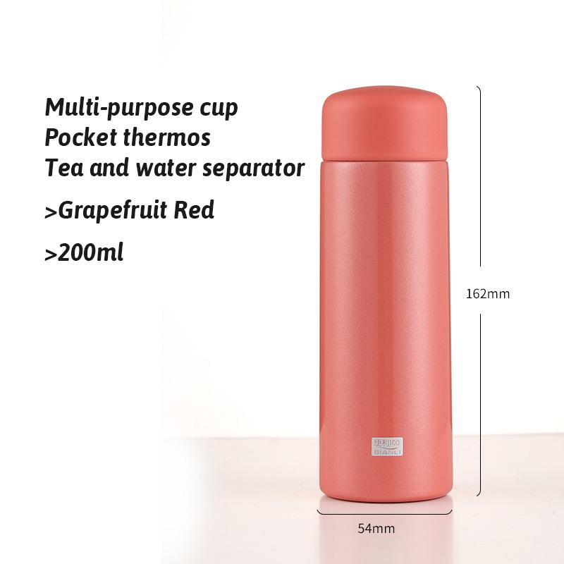 200ml Portable Thermos Cup with Tea Strainer 304 Stainless Steel Vacuum Thermal Insulation Pocket Cup Mini Water Bottle