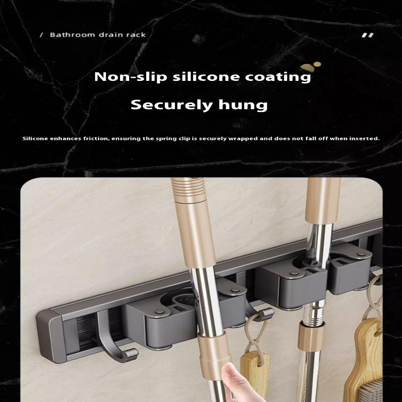Organizer Wall Mounted Broom Holder Mop Clip Stand Brush Rack Hanging Pipe Hook Kitchen Storage Bathroom Accessories Tools