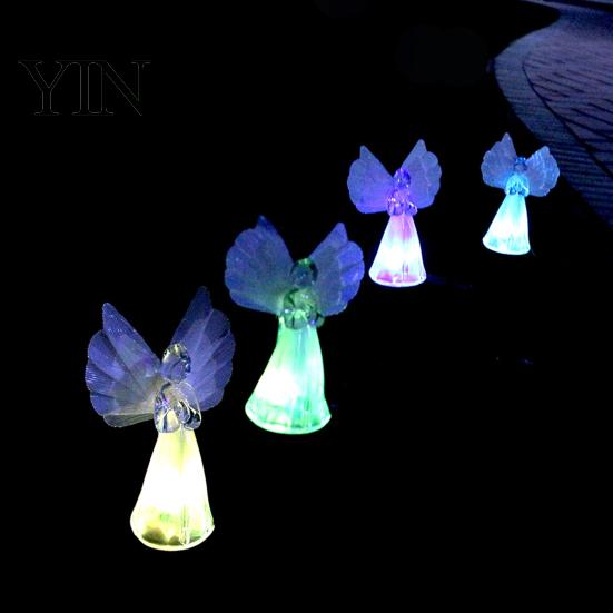 Decorative Pathway Lighting Solar Angel Garden Light, LED Yard Stake Waterproof Stakes Memorial Lamp for Cemetery Graveyard Patio Lawn Decor