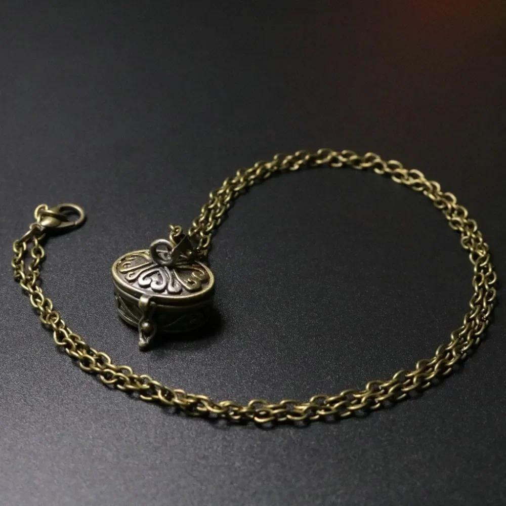 Brass Made Old Can Open Hollow Memorial Photo Box Necklace Pendant Bronze Love Jewelry Box