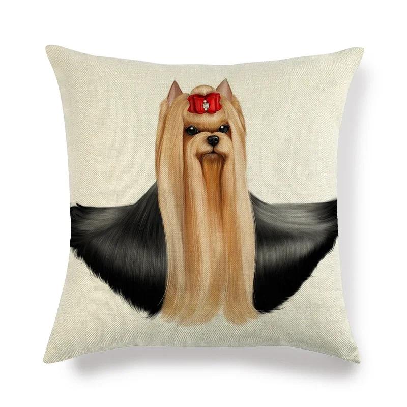 45cm*45cm Yorkshire dog  linen throw pillow covers couch cushion cover home decorative pillow covers