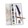 Crystal Dip Pen Feather Set Manual Gradient Color Writing Ink Pen Student Stationery Quill 17ml