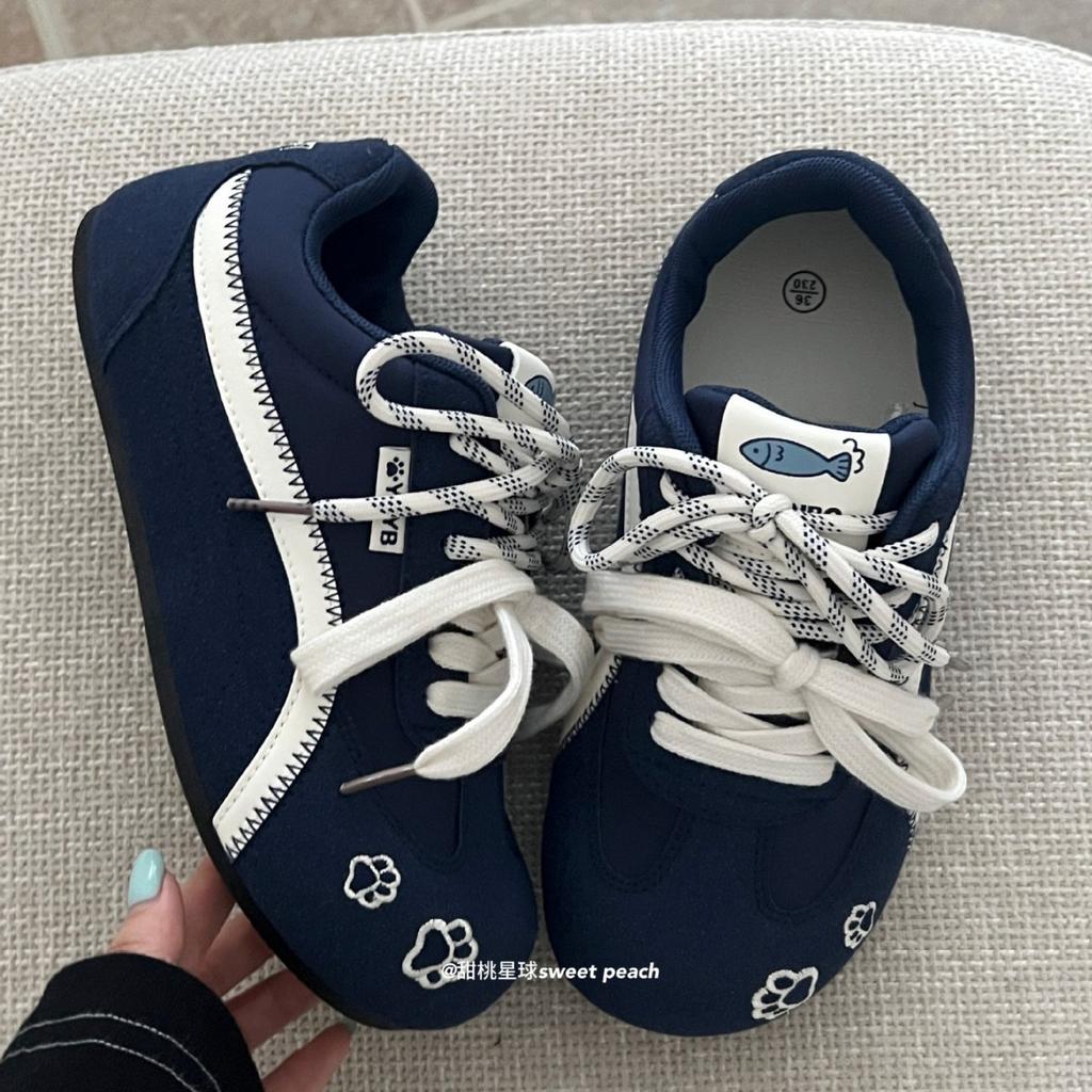 [Uncle Shoe] Fashion Casual Women's Shoes 2025 Autumn Shoes New German Training Shoes Korean Version Lightweight Little White Shoes