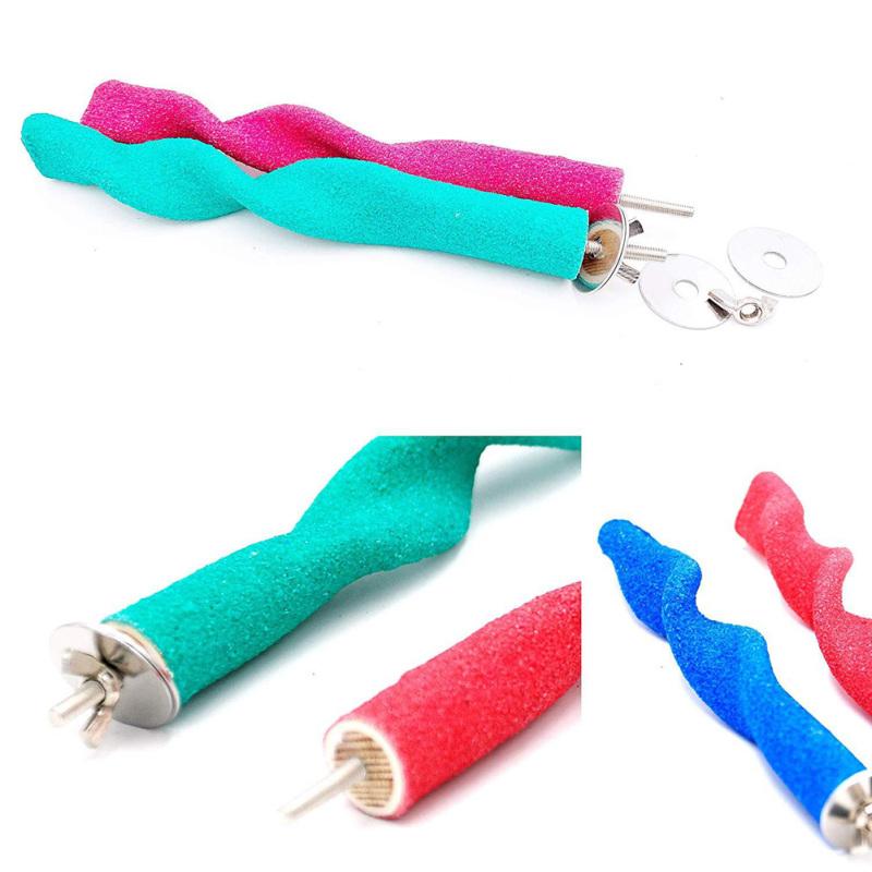 Parrot Station Rack Wave Shape Quartz Sand Surface Grind Twist Stand for Pet Birds Toy